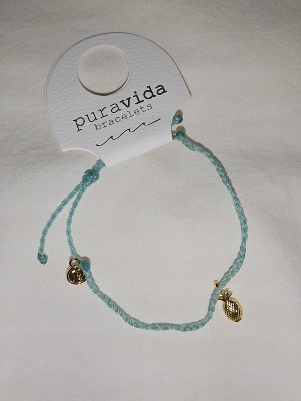 Pura Vida Gold Pineapple Charm Bracelet in Light Blue